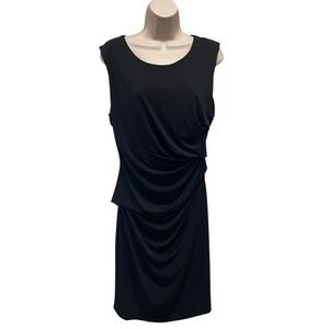 Noir slinky draped bodycon dress black sleeveless business casual women’s large